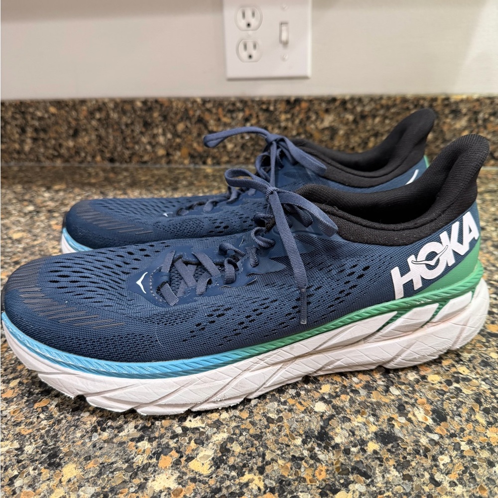 Hoka Navy and Black Athletic Shoes men’s size 11.5 Clifton 7 - Picture 2 of 10